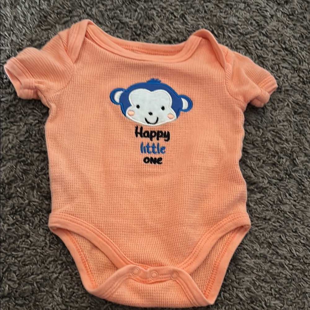Blue and Orange Bodysuit with Cartoon Monkey Design